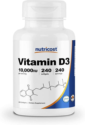 Nutricost Vitamin D3 10,000 IU, 240 Softgel Capsules - Potent, Non-GMO, Gluten Free Vitamin D