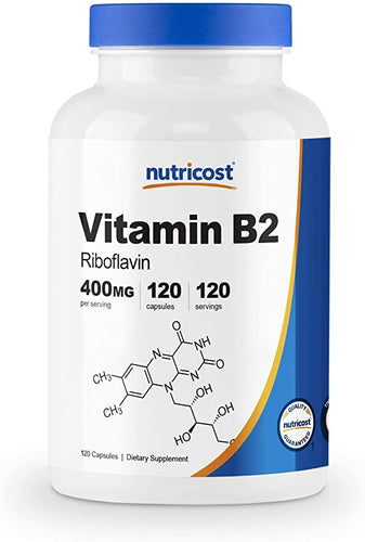 Nutricost Vitamin B2 (Riboflavin) 400mg, 120 Capsules - Gluten Free, Non-GMO